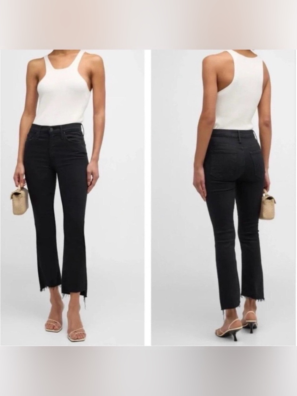 MOTHER The Hustler Ankle Fray Jeans Not Guilty Black Denim Women’s Size 27